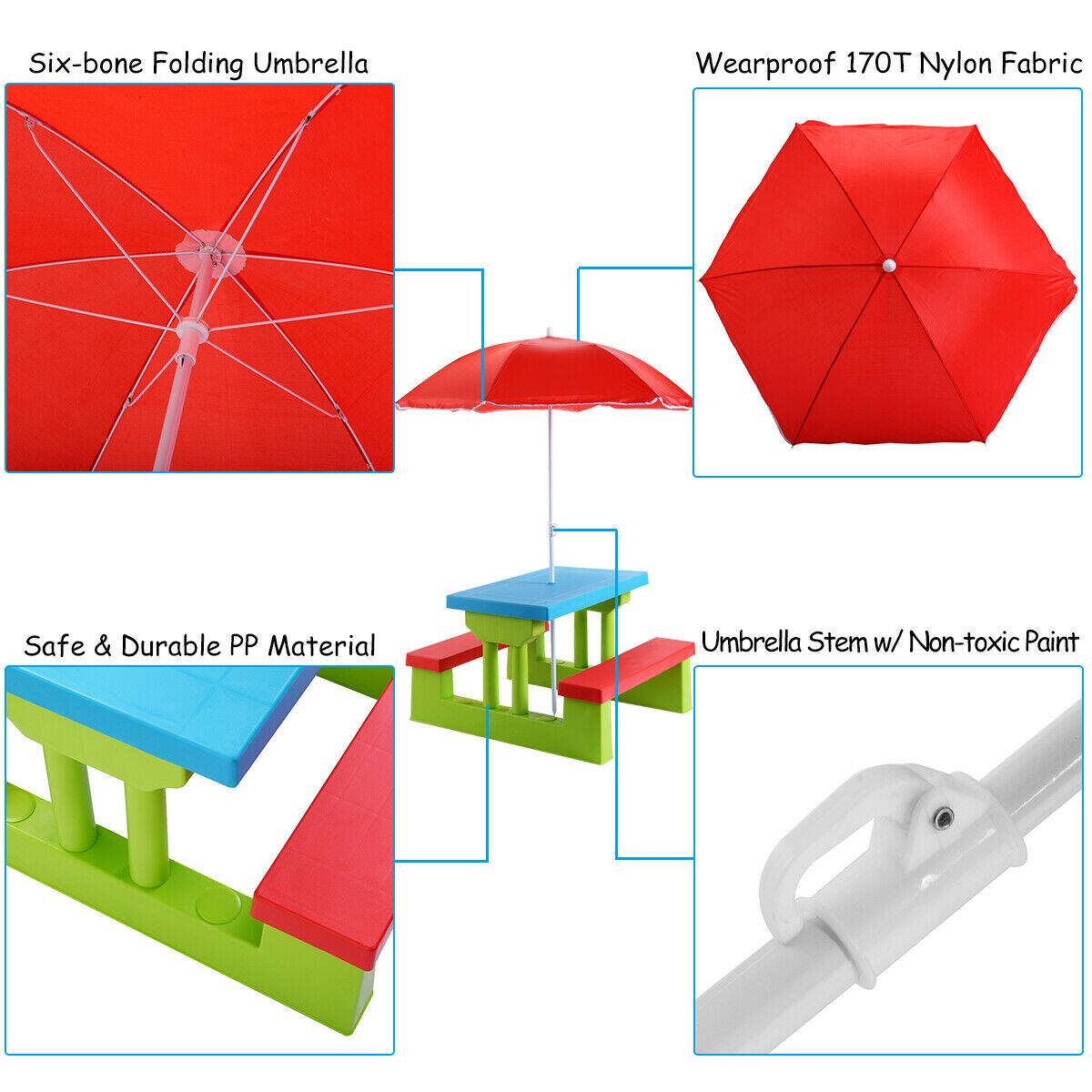 Six-bone Folding Umbrella  
Wearproof 170T Nylon Fabric  
Safe & Durable PP Material Umbrella Stem w/ Non-toxic Paint