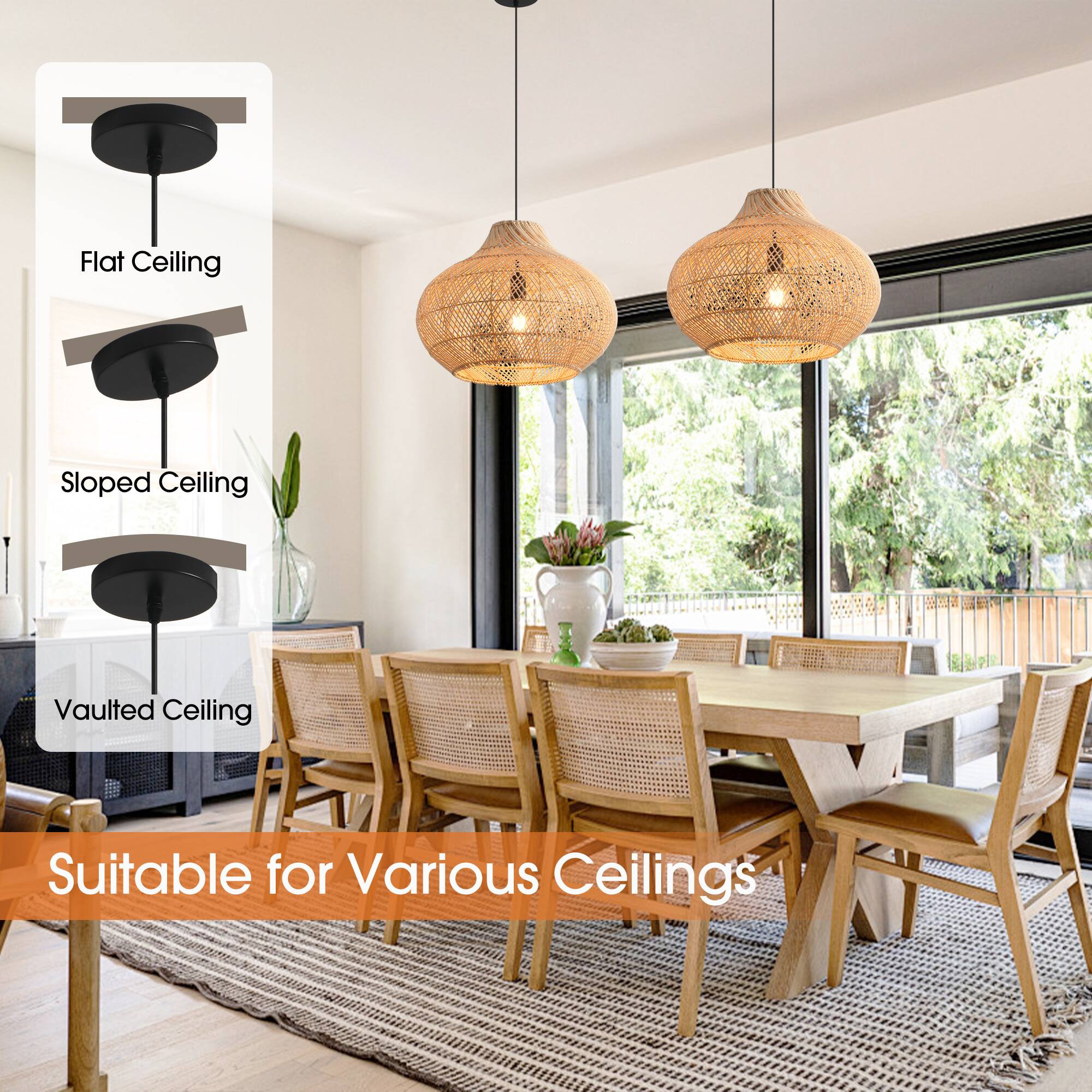 Flat Ceiling  
Sloped Ceiling  
Vaulted Ceiling  
Suitable for Various Ceilings