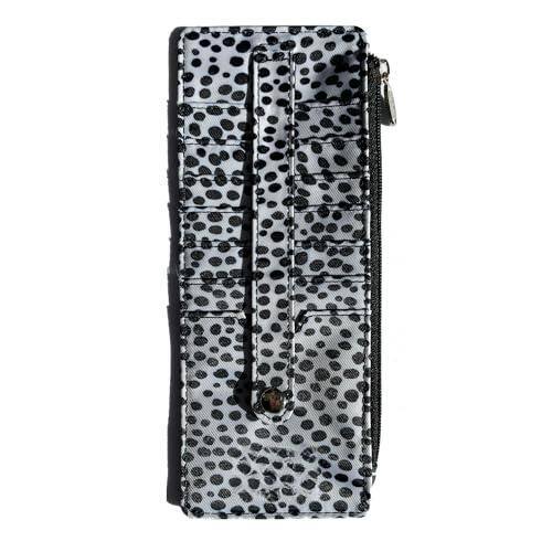 Front. Jadie Link - Womens Jaguar Credit Card Slim Wallet Holds Cards Slim wallet stacked card pockets holds plastic cardsClear pocket - Ink Dot.