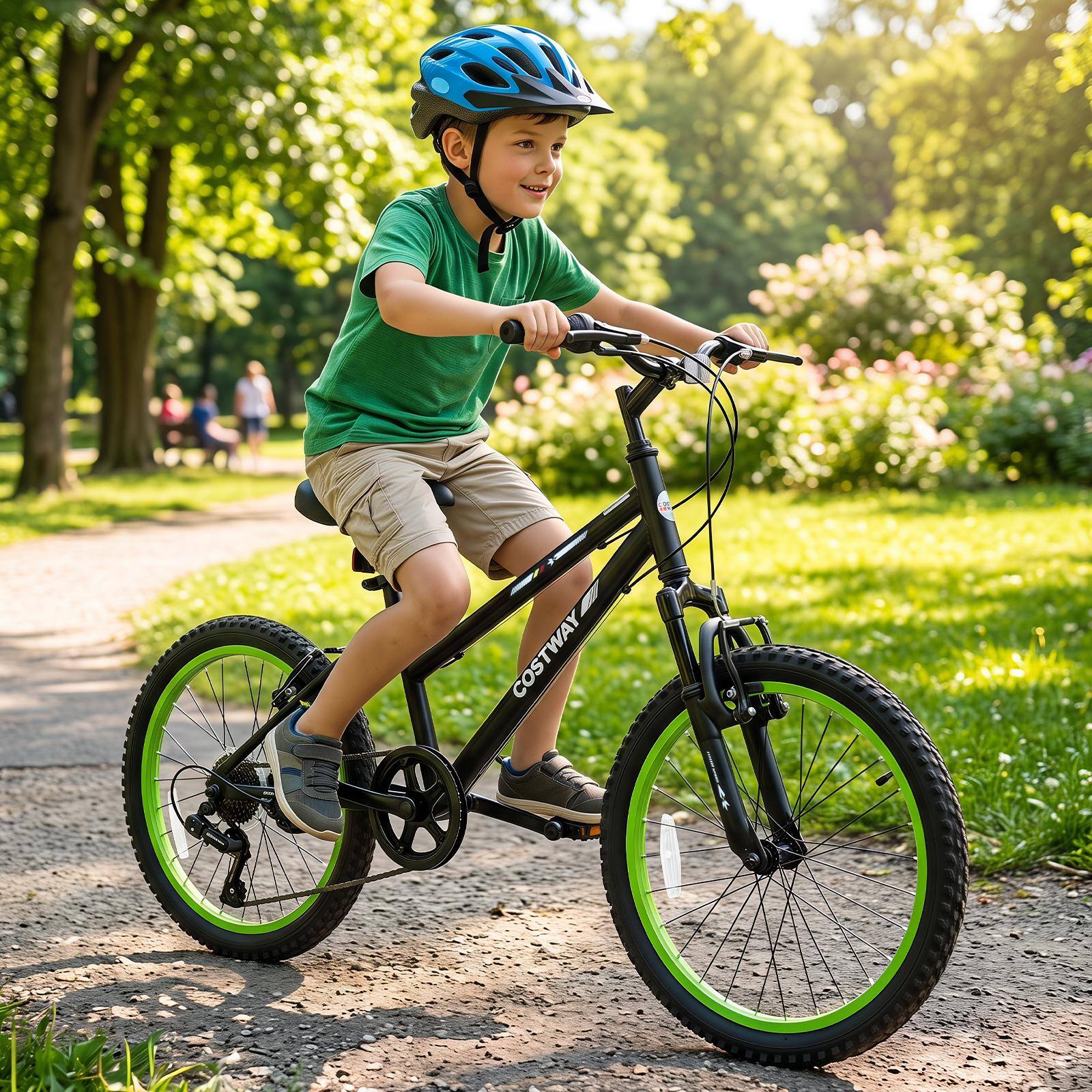 Alt View 1. Costway - Costway 20" Kids Mountain Bike with Adjustable Seat, Front Suspension Fork, Handbrakes - Black.