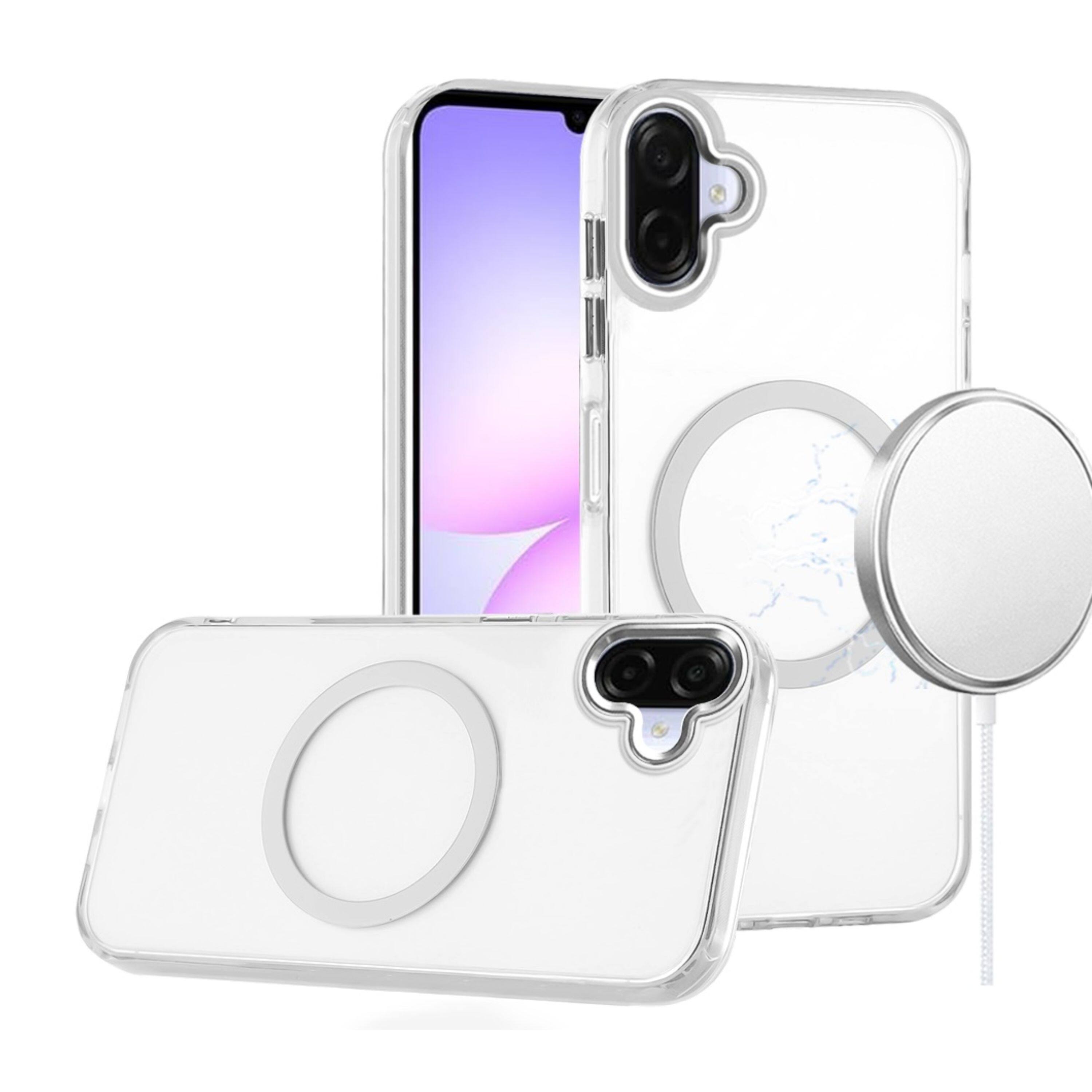 Angle. Kitcheniva - Trans-Clear Metal Buttons  Raised Camera Bezel Phone Case With Tempered Glass For Samsung Galaxy A07 Clear - Clear.