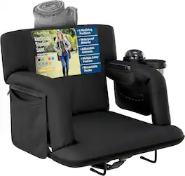 Alpcour - Premium Reclining Stadium Seat for Bleachers with Back Support - Wide - Black