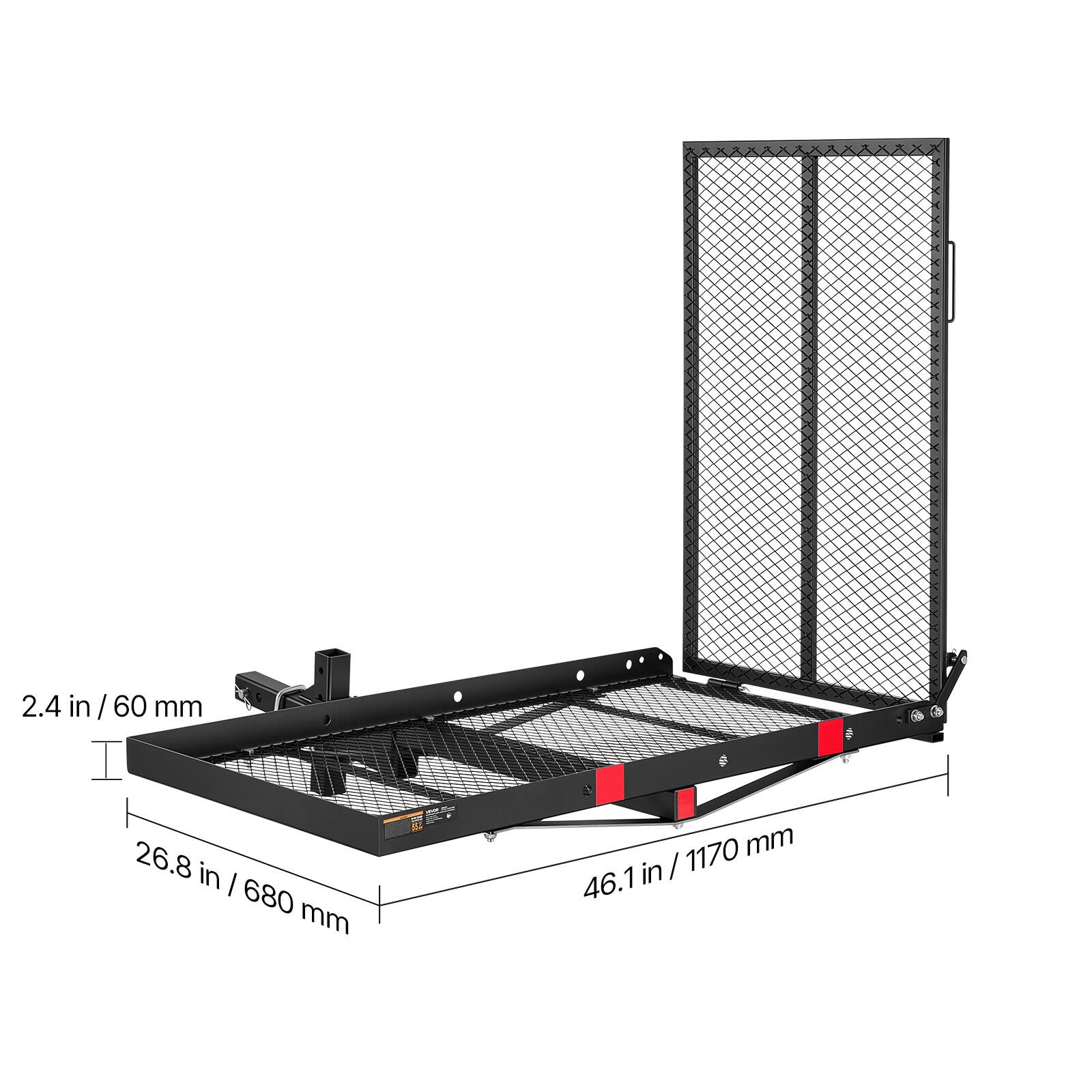 2.4 in/60 mm  
26.8 in/680 mm  
46.1 in/1170 mm