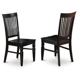 East West Furniture - Weston Dining Wood Seat Chair with Slatted Back Finish - Black