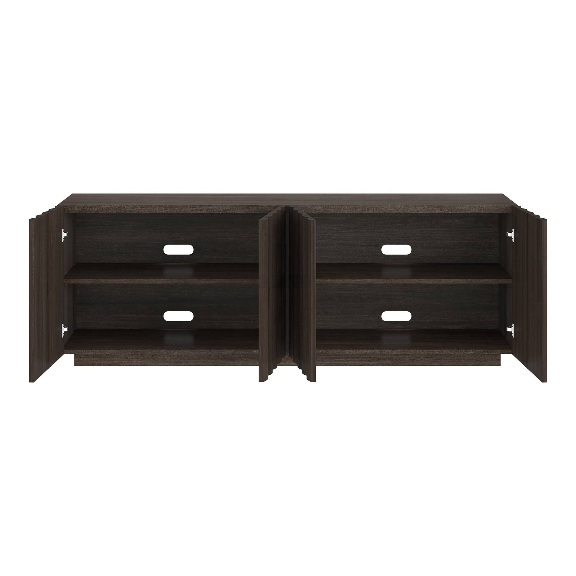 Left. Hudson&Canal - Olie Rectangular Fluted TV Stand for TV's up to 75" in Brown Oak - Brown.