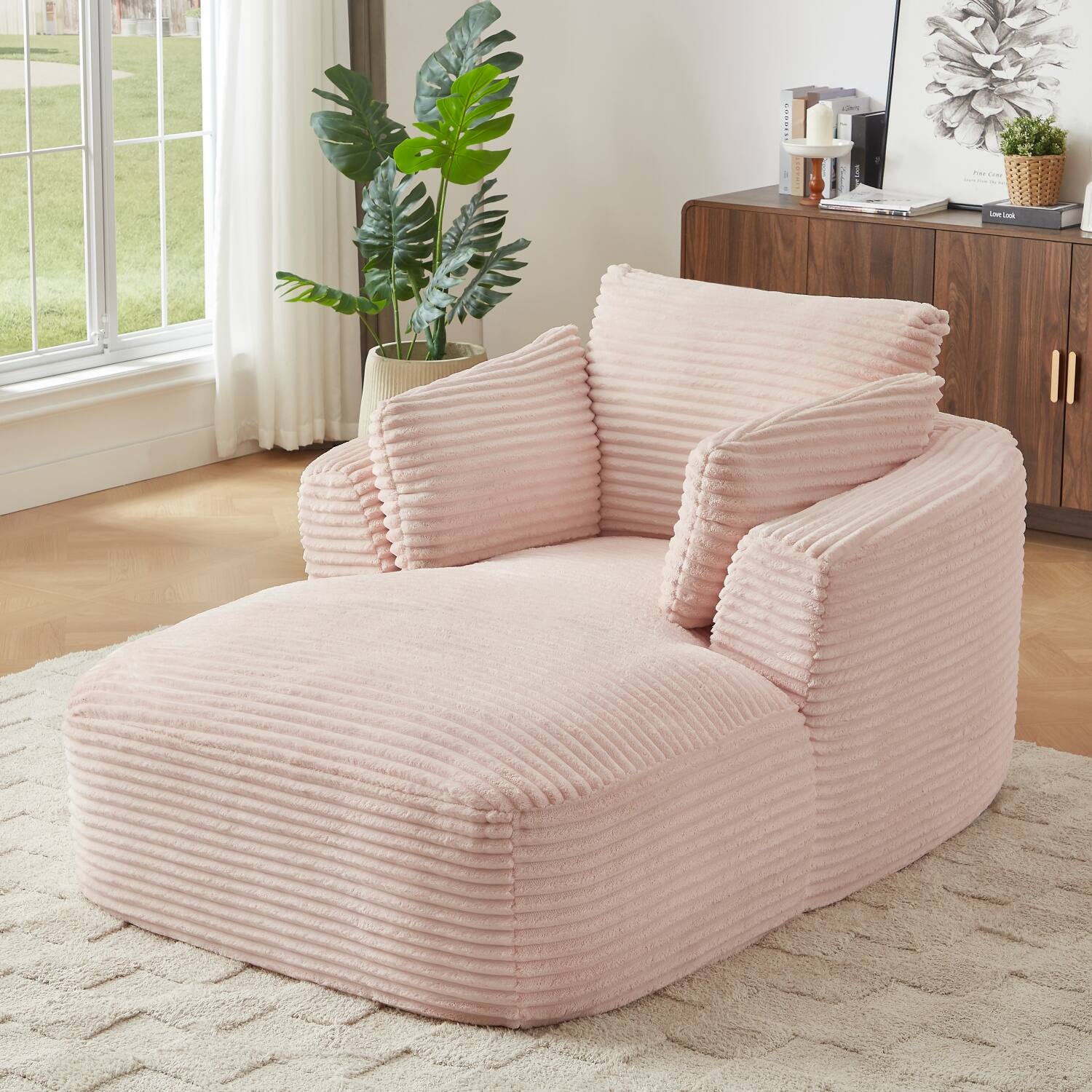 Alt View 1. Z-Edge - Corduroy sleeper sofa couch, no assembly needed, Perfect for Living Room/Dorm/Apartment - Pink - Pink.