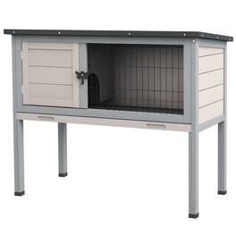 Pawhut - Elevated Wooden Rabbit Hutch, Indoor/Outdoor Bunny Cage with Hinged Asphalt Roof and Removable Tray
