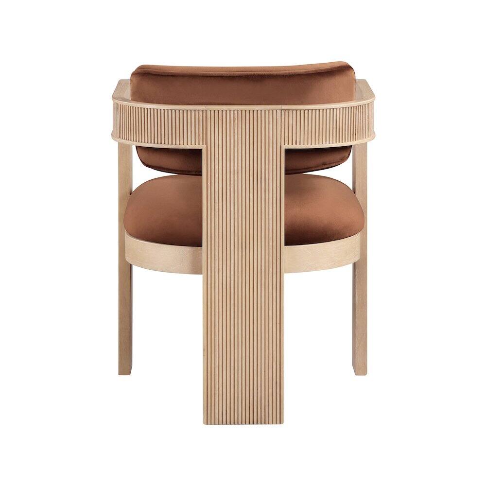 Alt View 4. Meridian Furniture - Sacha Cognac Velvet Dining Chair, Set of 2 - Brown.