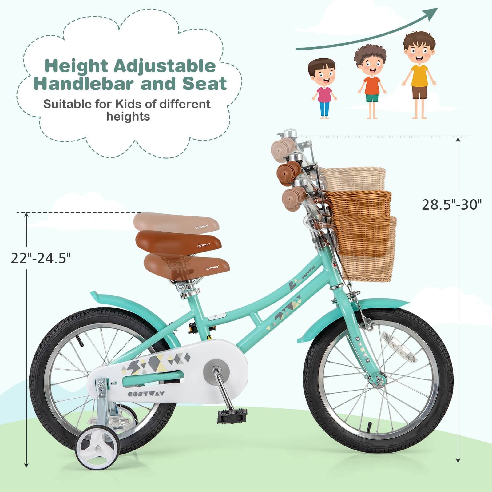 Height Adjustable Handlebar and Seat  
Suitable for Kids of different heights  

22"-24.5"  
28.5"-30"