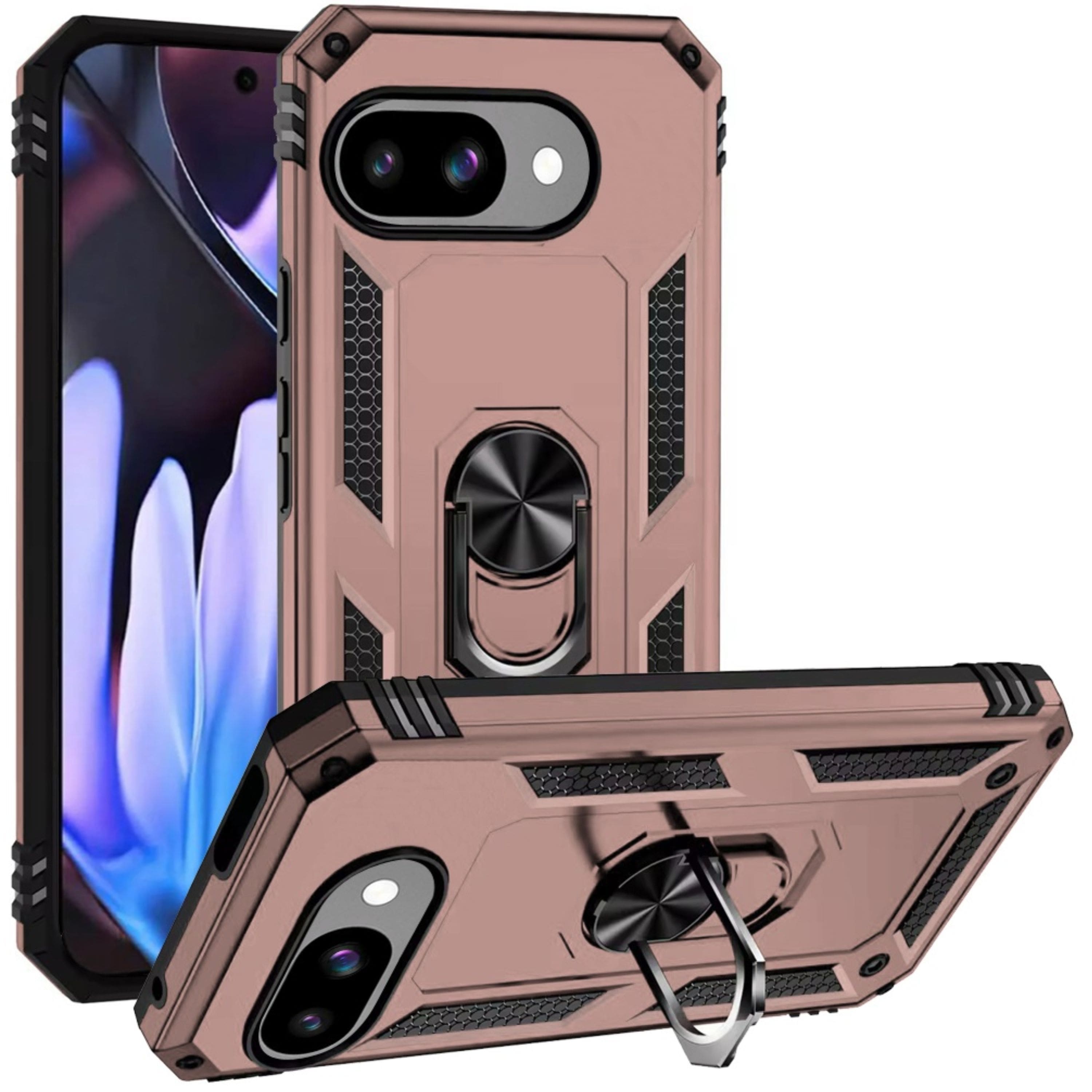 Kitcheniva - Heavy-Duty Ring Holder Magnetic Kickstand Case With Tempered Glass For Google Pixel 9a - Rose Gold price history on PriceWatchPro