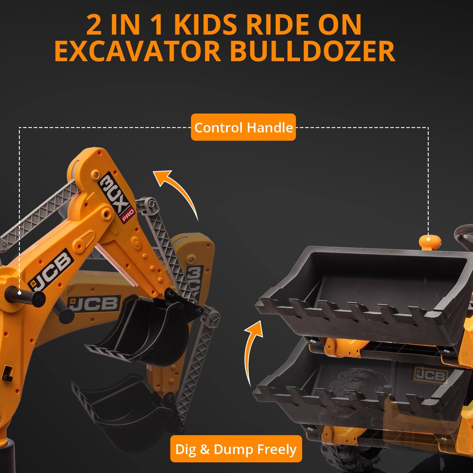 2 IN 1 KIDS RIDE ON EXCAVATOR BULLDOZER

Control Handle

Dig & Dump Freely