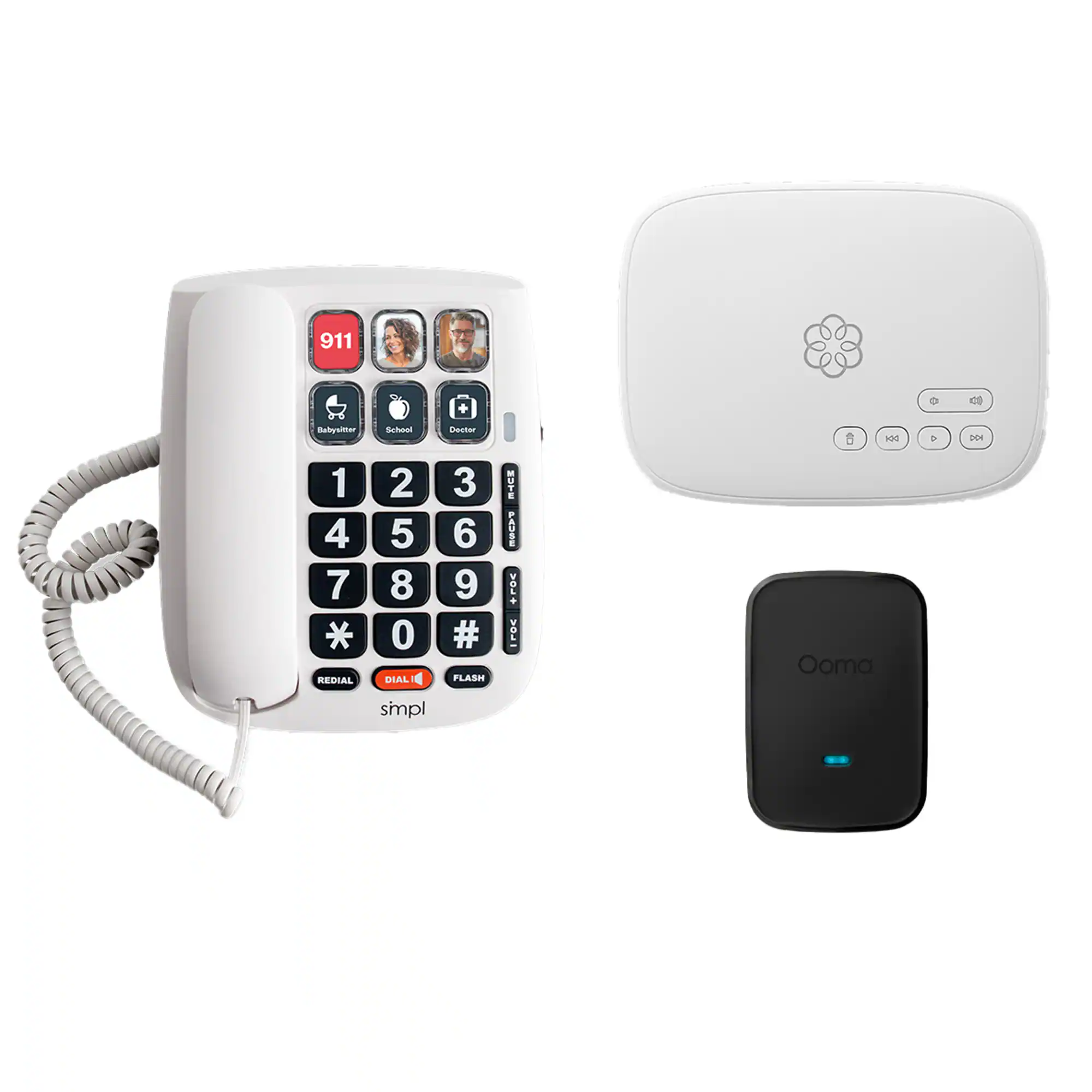 Ooma - Family Phone Bundle with Photo Dial and Internet Home Phone Service - White