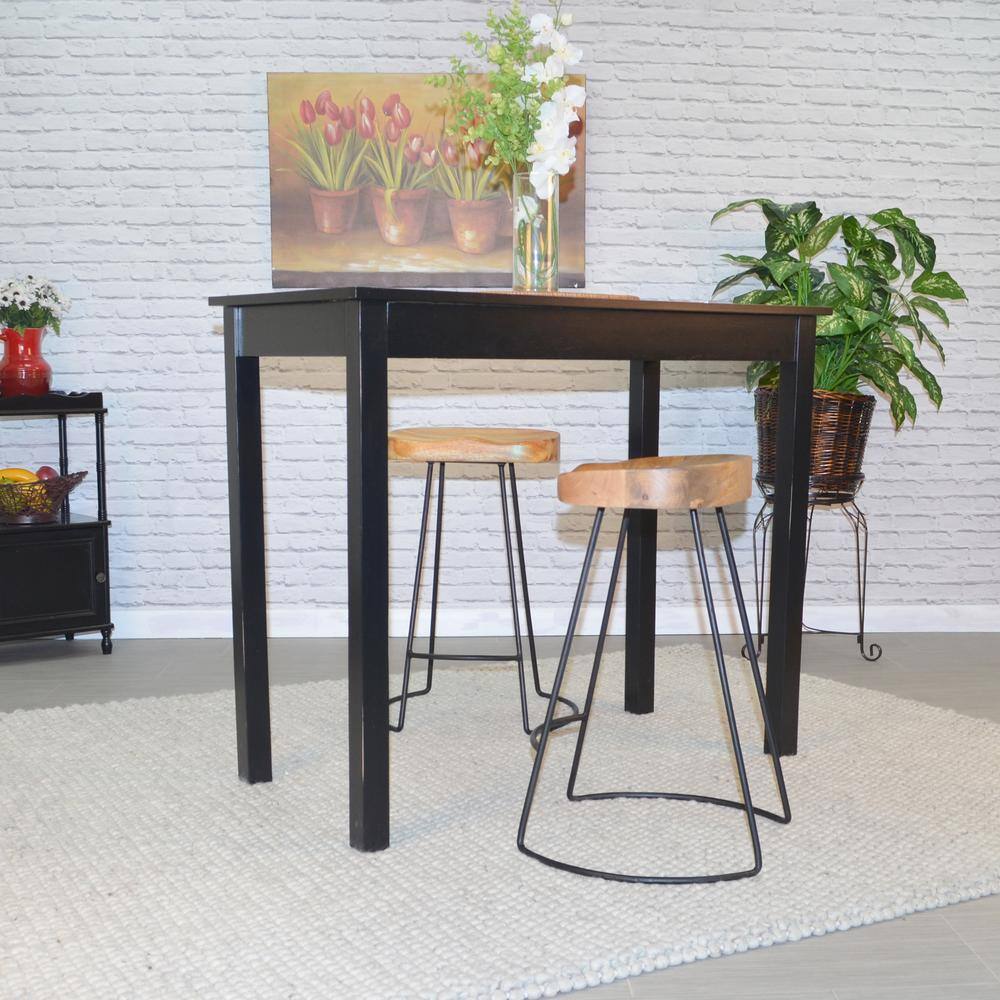 Alt View 2. Carolina Chair & Table - Saga 25" Counter Stool - Set of 2 - Natural Seat - Black Base - Natural, Black.