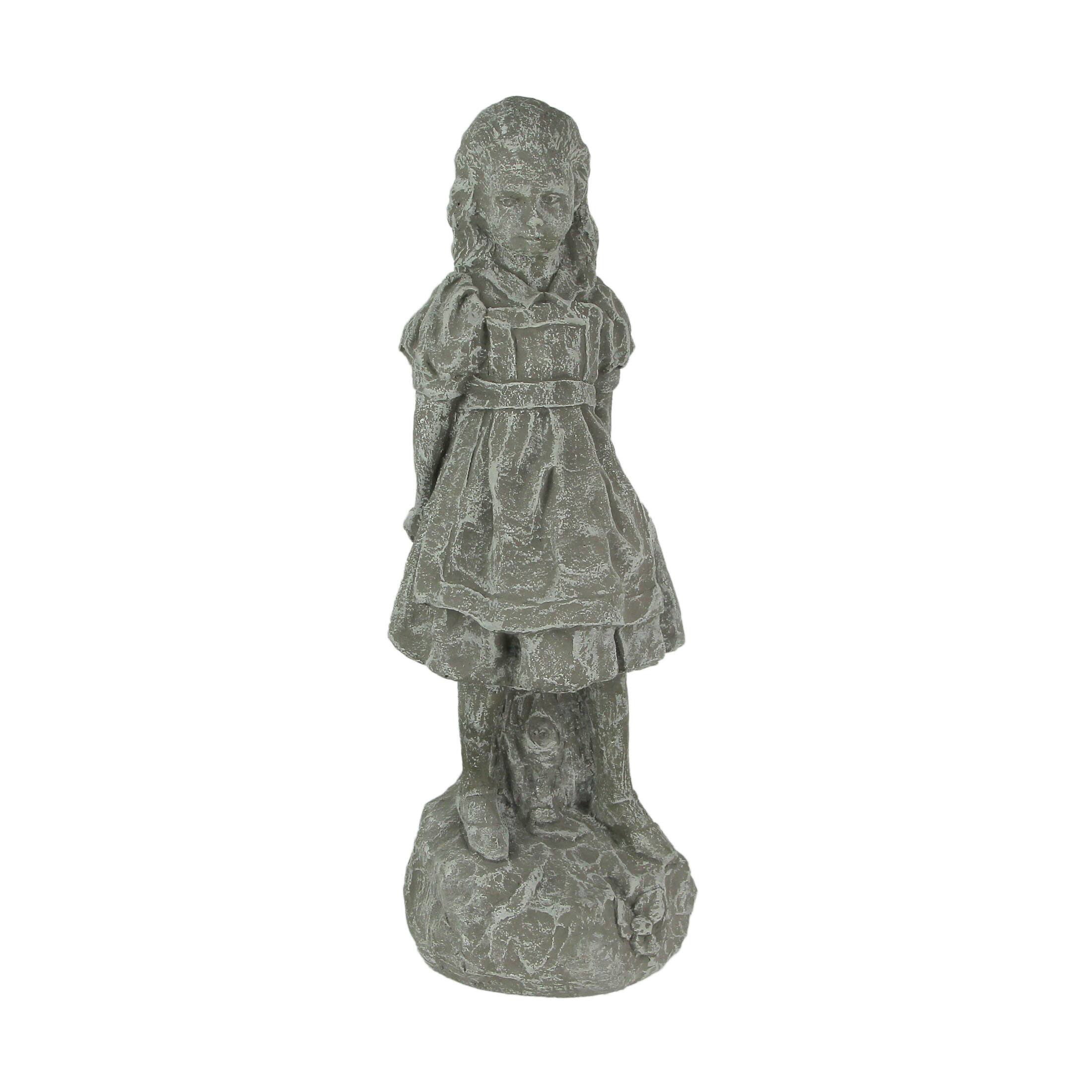 Front. Things2Die4 - Alice in Wonderland Light Gray Finish Statue 19.5 Inches High-CEMENT - Grey.