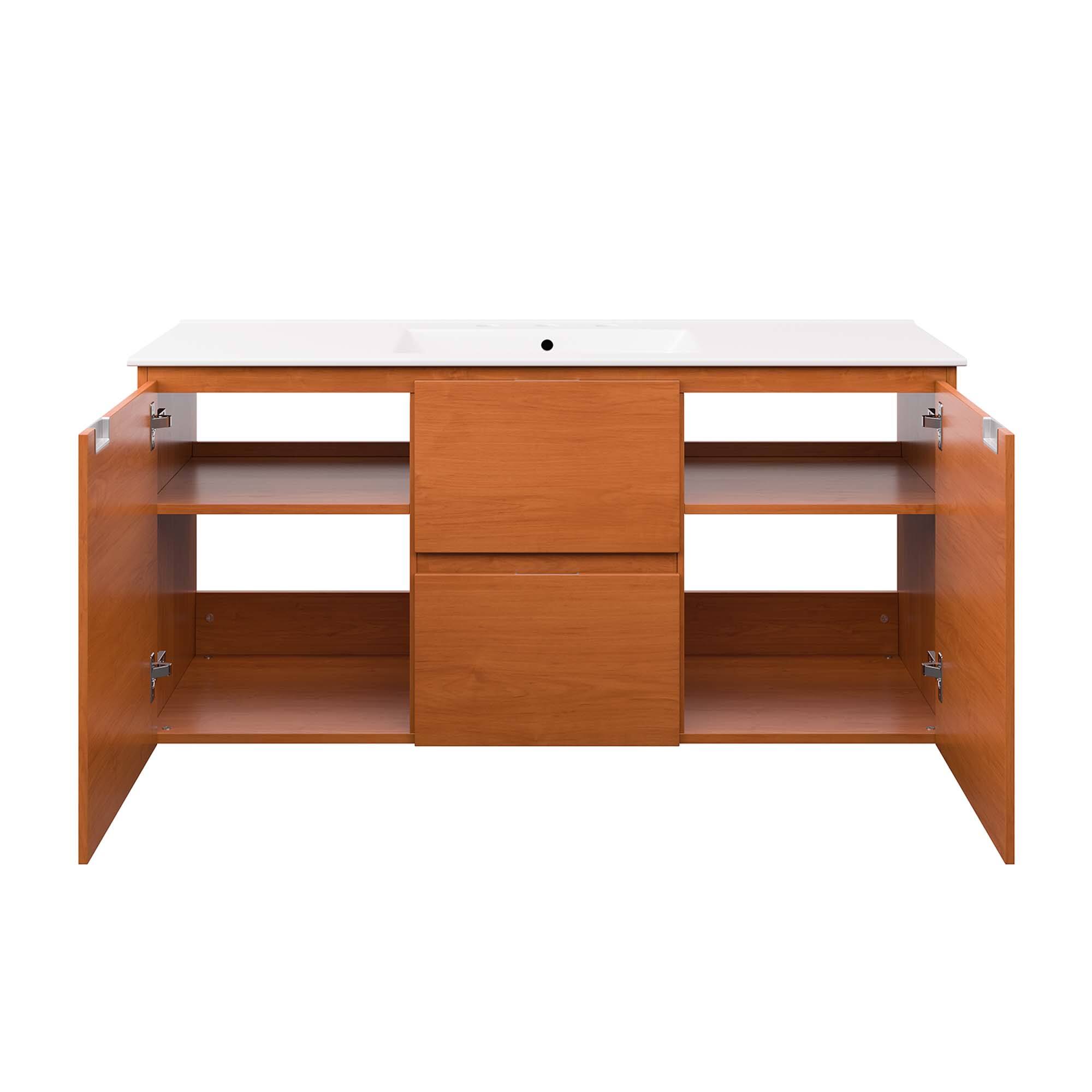 Alt View 4. Modway - Scenic Wall-Mount Bathroom Vanity Basin Included by Modway - Cherry White.