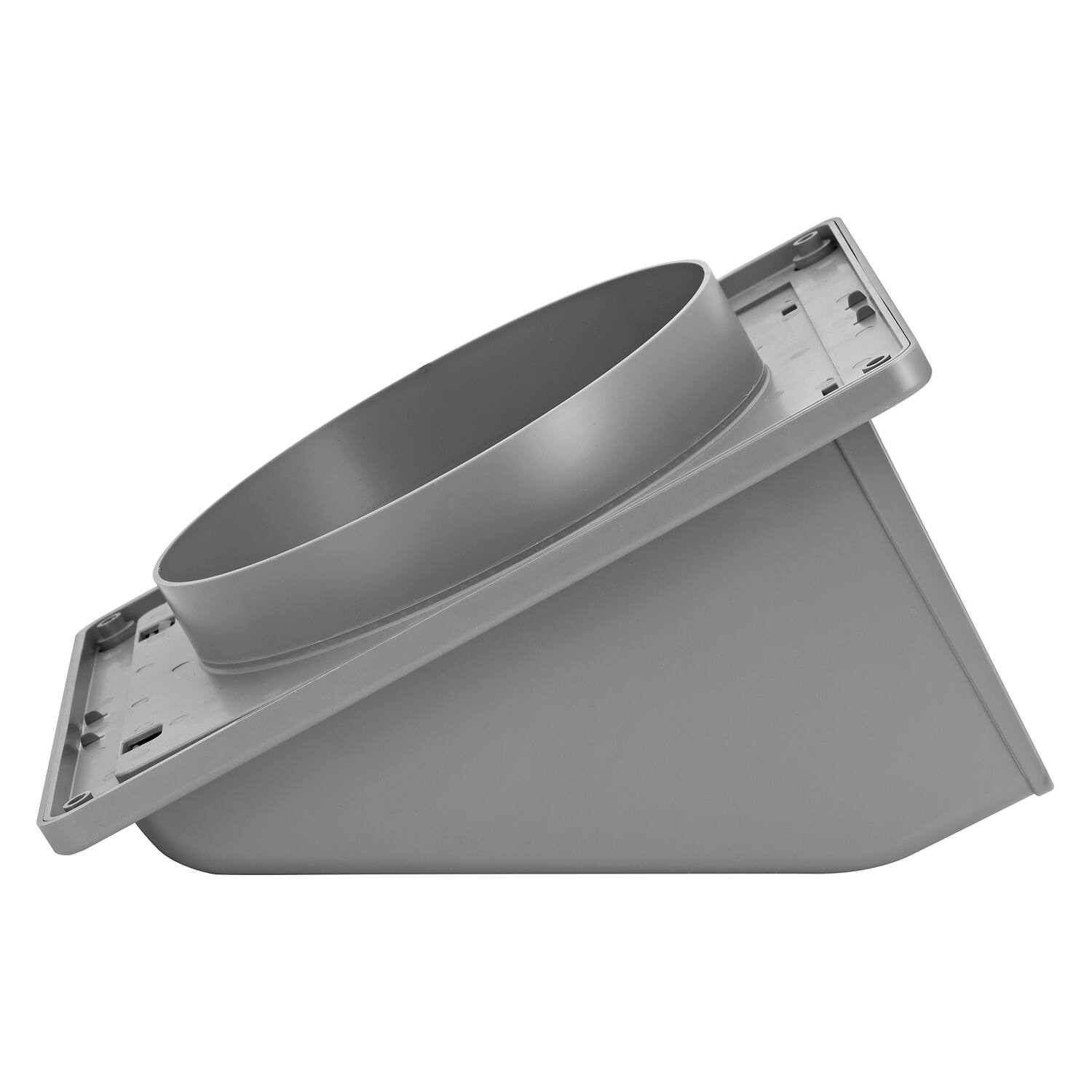 Back. Lambro - 8" Plastic Wall Exhaust or Air Intake Vent with Hinged Screen and Removable Damper, Model 389G.