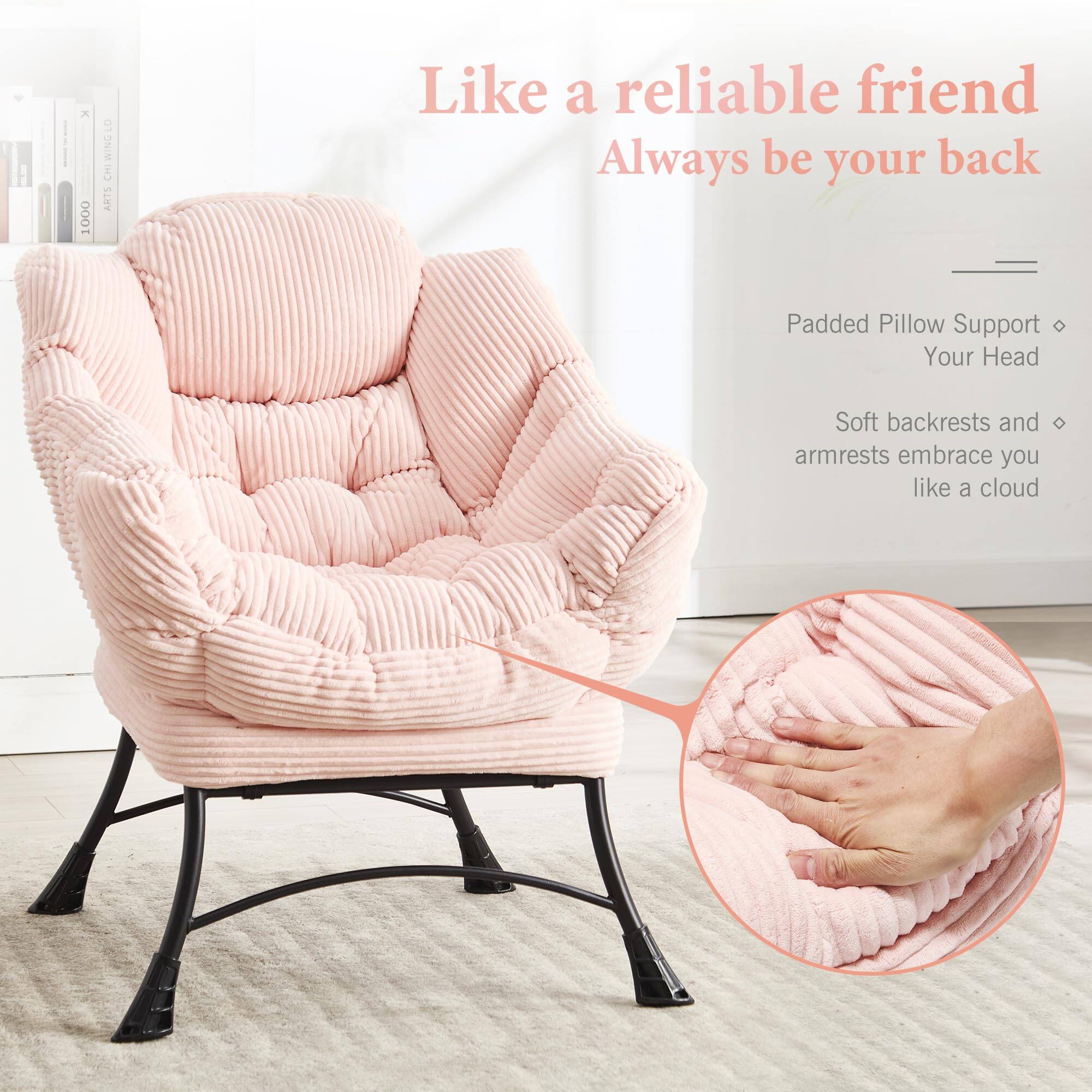 Like a reliable friend  
Always be your back  

Padded Pillow Support  
Your Head  

Soft backrests and armrests embrace you like a cloud