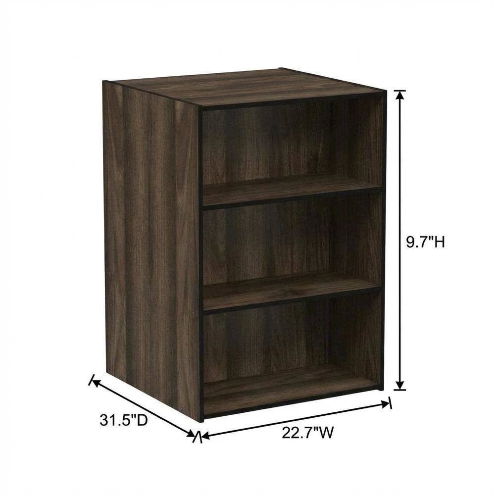 FurniFact - Wooden 3 Tier Open Shelf Bookcase with Ample Storage - Columbia Walnut price history on PriceWatchPro