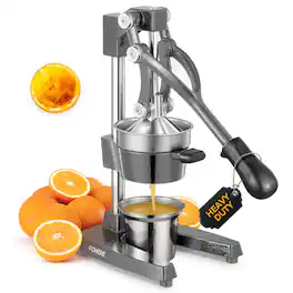 FOHERE - Manual Cast Iron Juicer, Commercial Citrus Juicer with 400ml Stainless Steel Cup, Ideal for Extracting Juice From Lemons - Gray