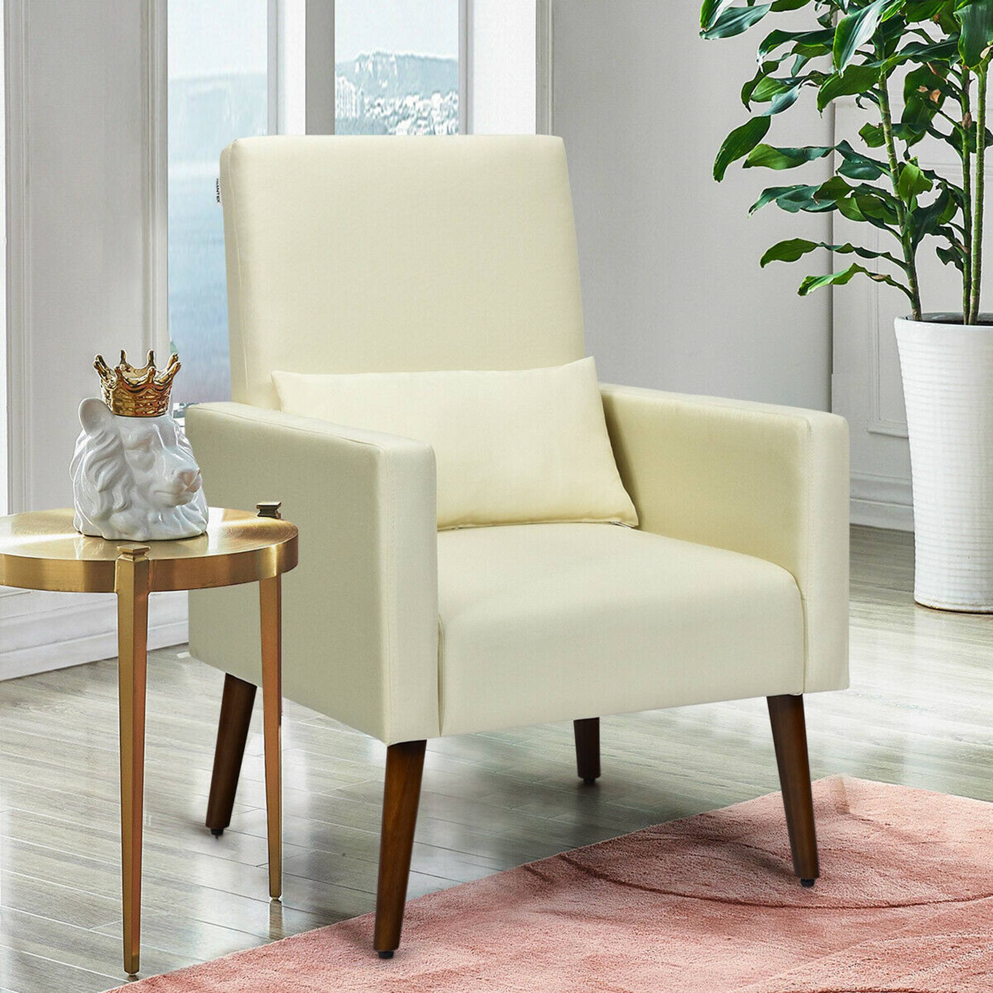 Alt View 3. Gymax - Gymax 2-in-1 Fabric Upholstered Rocking Chair Nursery Armchair with Pillow Beige - Beige.