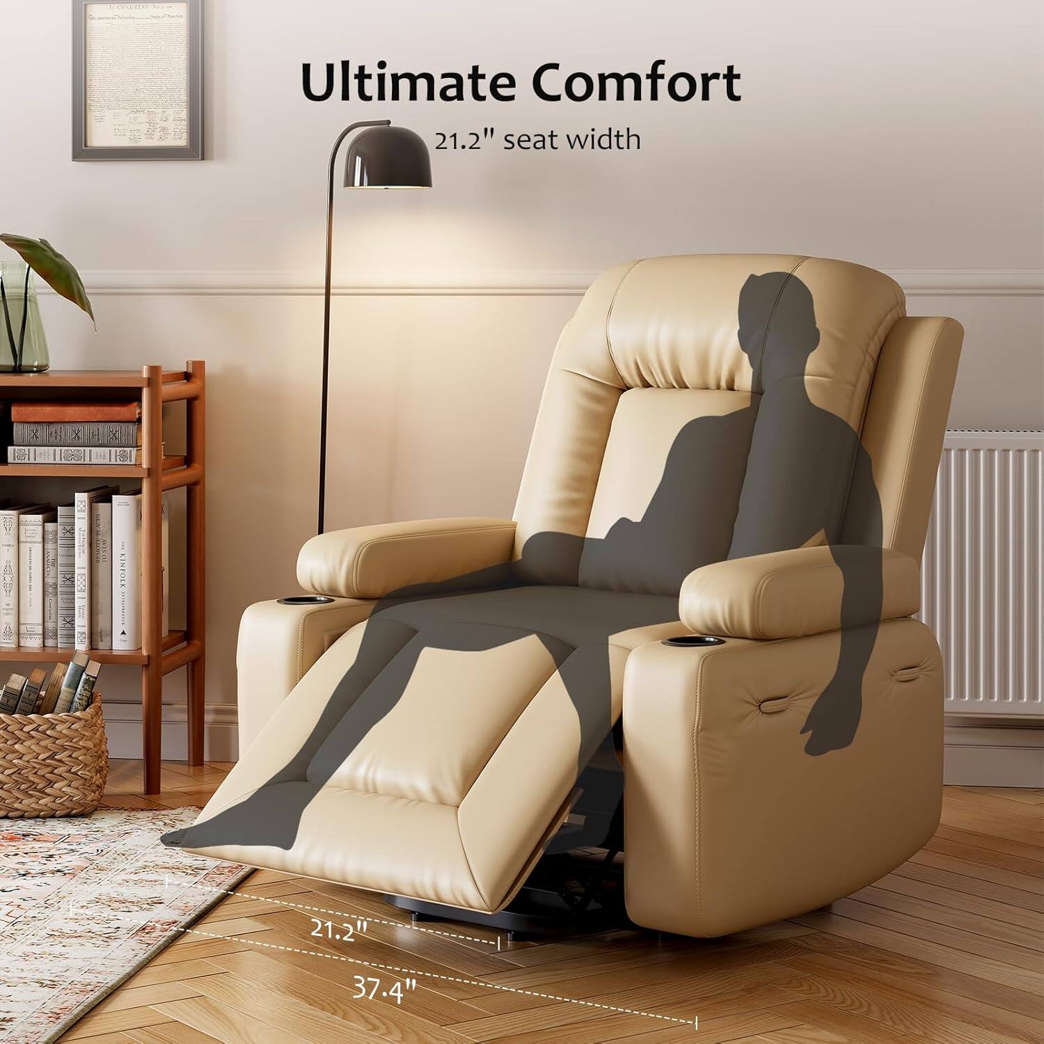 Ultimate Comfort  
21.2" seat width  
21.2"  
37.4"