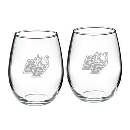 Jardine - Southern Connecticut State Owls 21oz. Two-Piece Stemless Wine Glass Set - Multicolor
