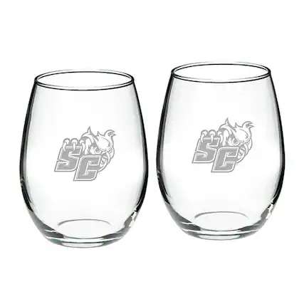 Front. Jardine - Southern Connecticut State Owls 21oz. Two-Piece Stemless Wine Glass Set - Multicolor.