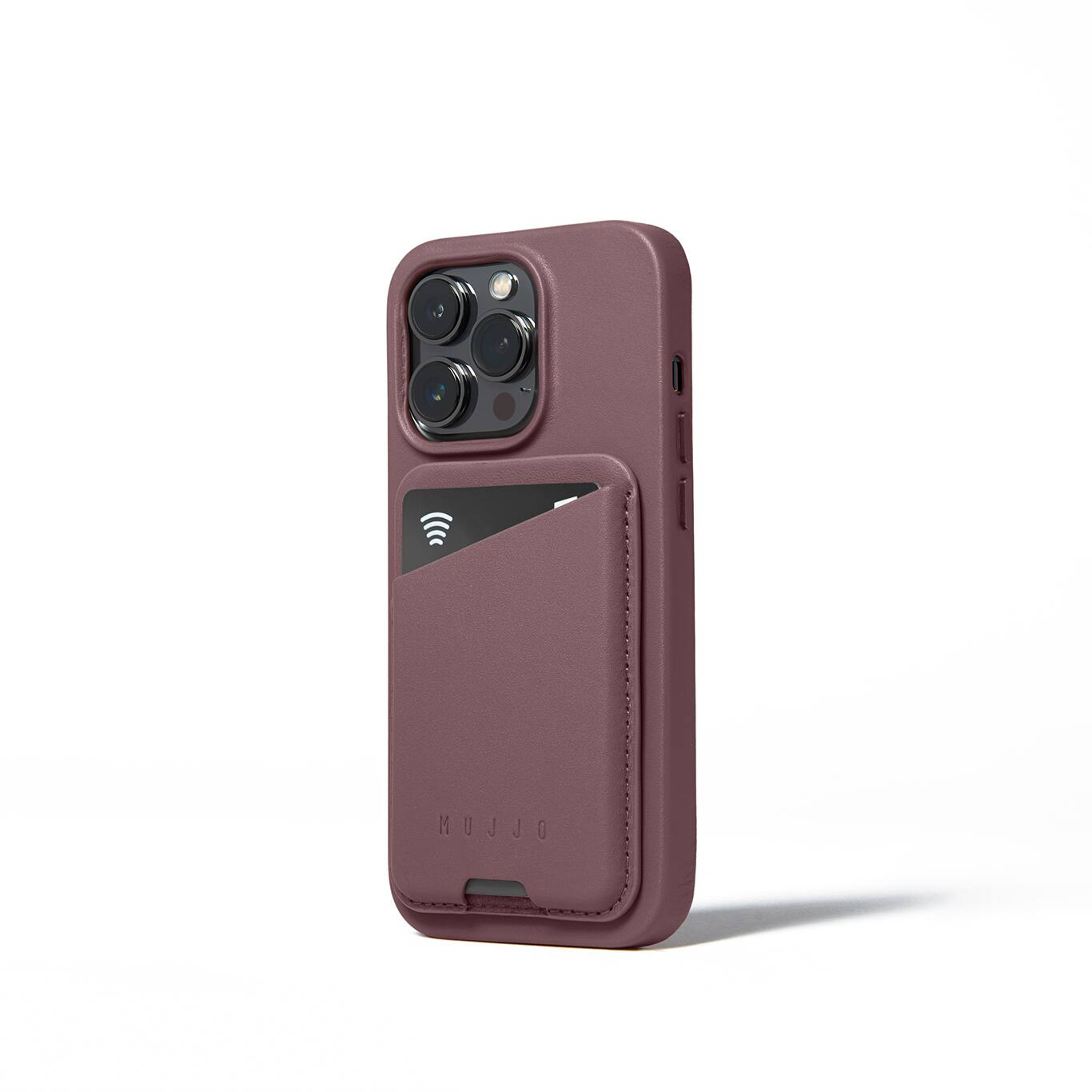 Left. Mujjo - Mujjo Full Leather MagSafe Wallet for iPhone - Bronze Red.