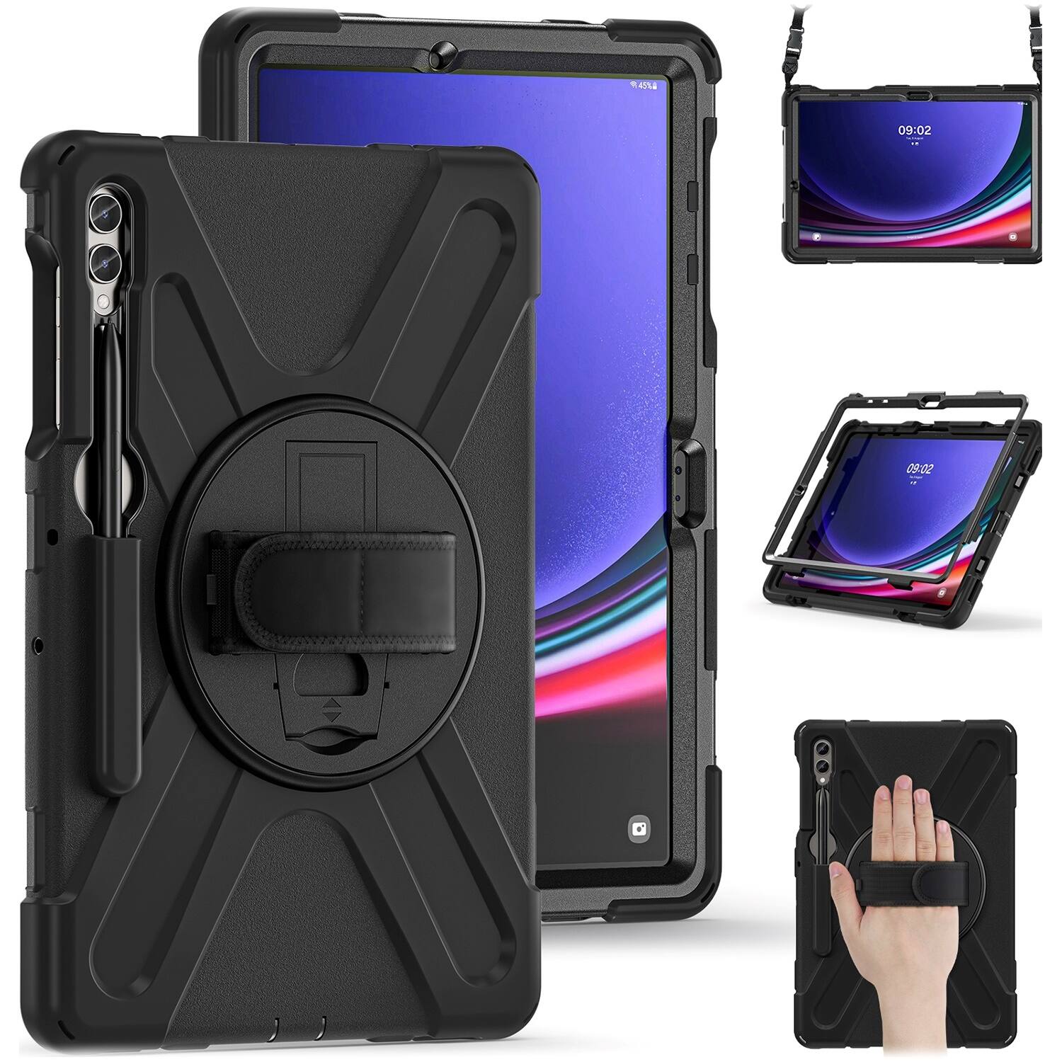 Alt View 13. SaharaCase - DEFENSE-X Series Case for Samsung Galaxy Tab S10+, Tab S9+, Tab S9 FE+, and Tab S8+ - Black.