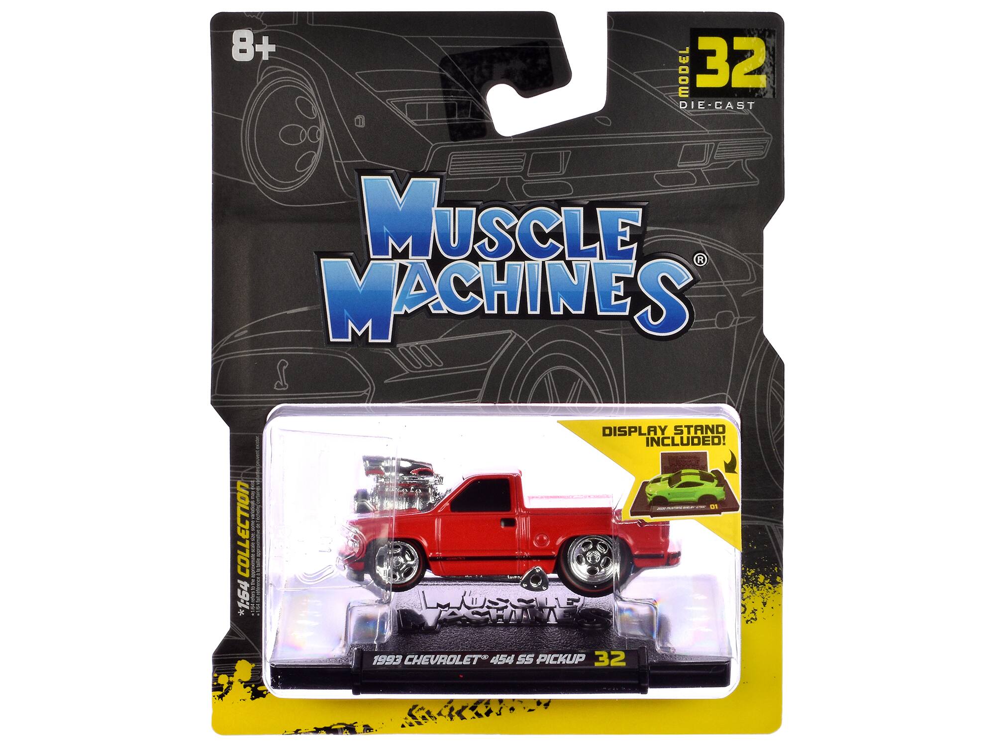 8+ MODEL 32 DIE-CAST MUSCLE MACHINES COLLECTION! 1:64 * DISPLAY STAND INCLUDED! 1993 CHEVROLET 454 SS PICKUP