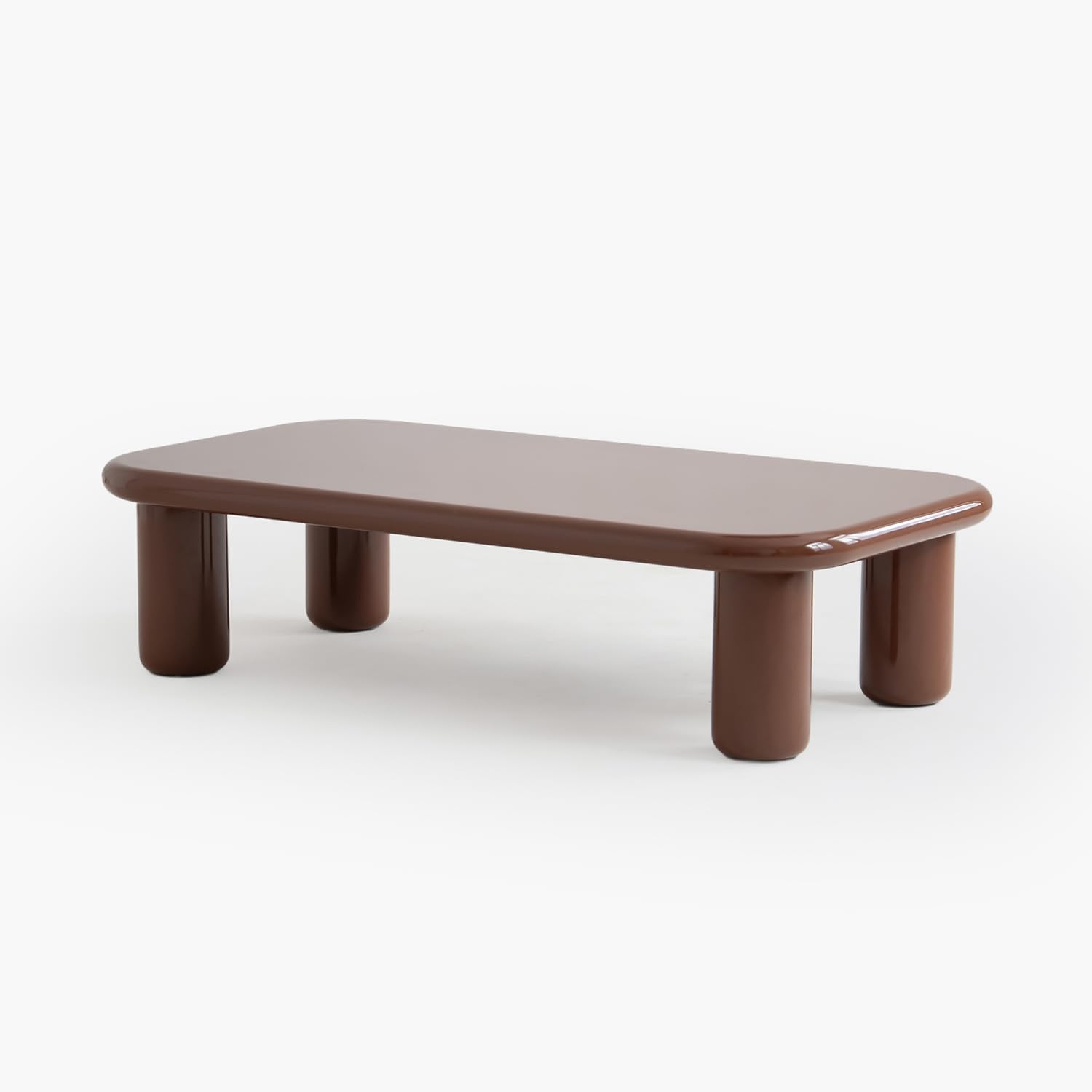 Front. Acanva - Modern Coffee Tables with High Glossy Finish, Curved Edges, Accent Center Furniture for Living Room Home Office - Gloss sorrel.