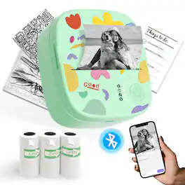 XenGro - Mini Portable Printer, Wireless Thermal Mini Printer With IOS & Android, Bluetooth For Home & Office - Green