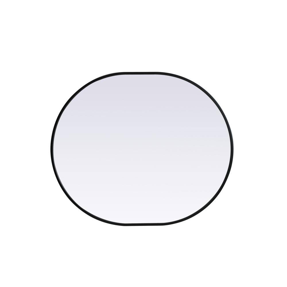 Back. Elegant Decor - Metal Frame Oval Mirror 30x36 Inch in Black - Black.