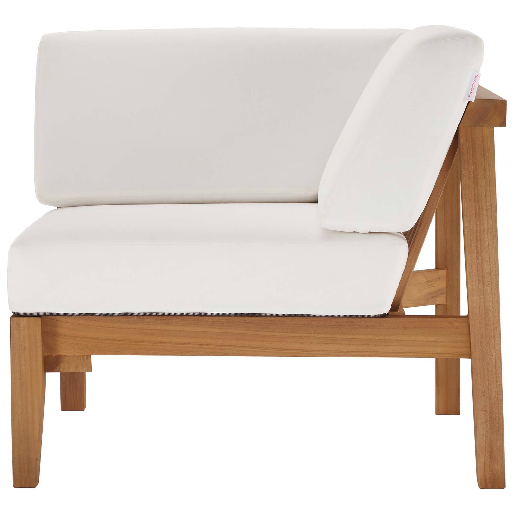 Alt View 1. Modway - Bayport Outdoor Patio Teak Wood Corner Chair by Modway - Natural White.