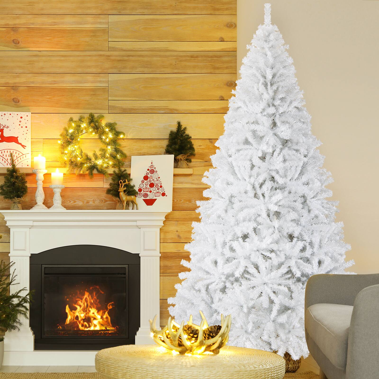 Alt View 3. Gymax - Gymax 9ft White Christmas Tree Classic Pine Tree PVC Material Thicken Tips(White) - White.