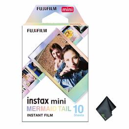 Fujifilm - INSTAX MINI Mermaid Tail Instant Film (10 Exposures), Microfiber Cleaning Cloth, Bundle