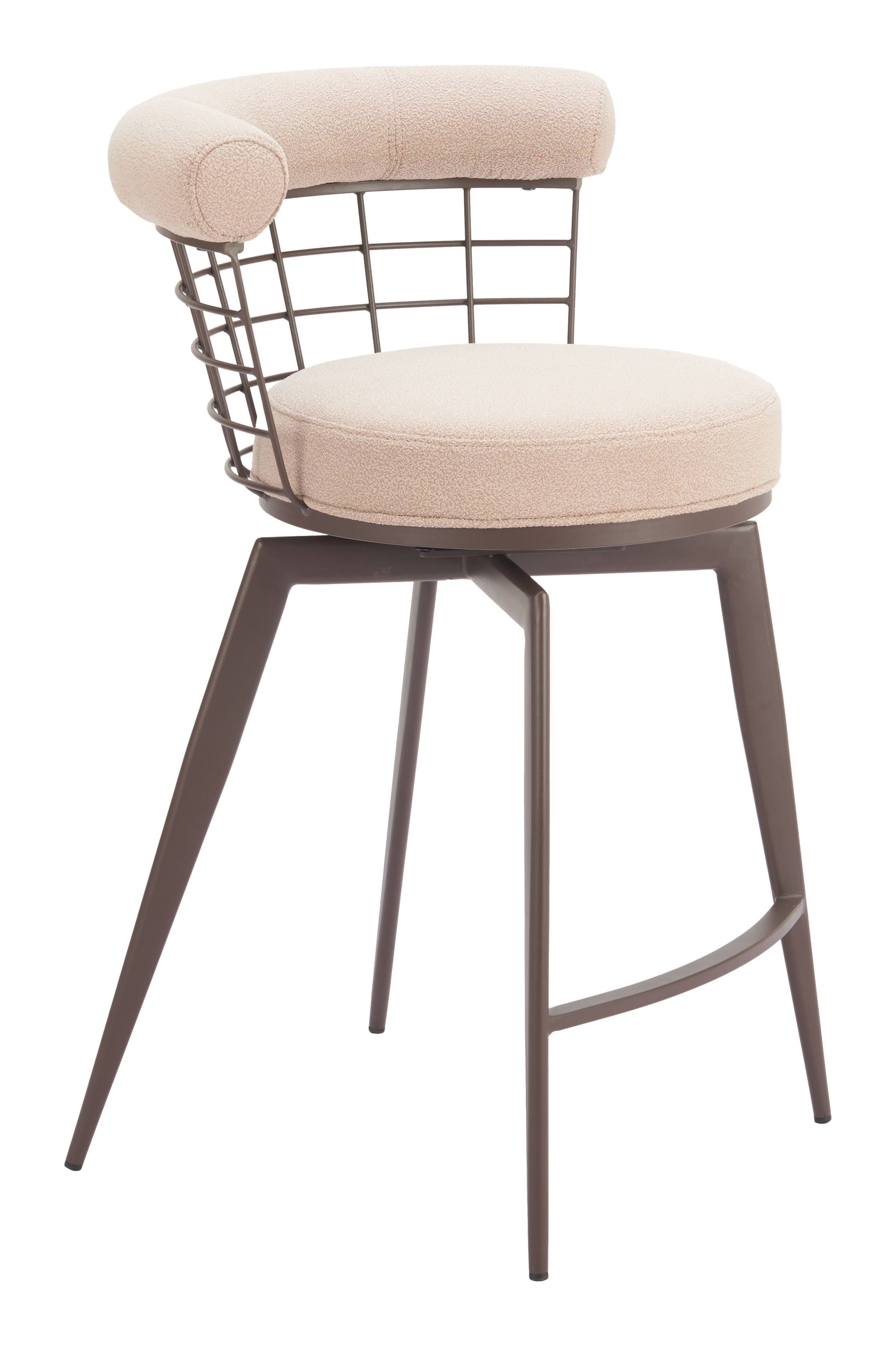 Front. Hivvago - Saku Swivel Counter Stool Beige & Brown - Beige & Brown.