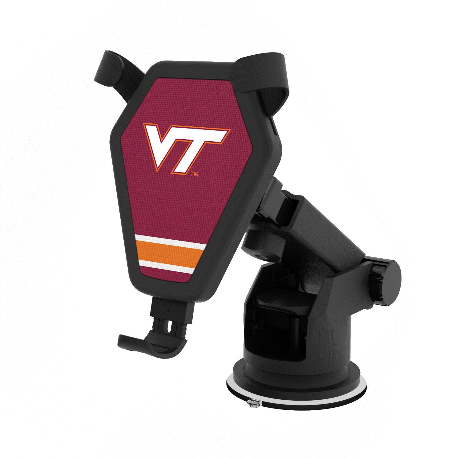 Front. Keyscaper - Virginia Tech Hokies Stripe Design Wireless Car Charger - Multicolor.