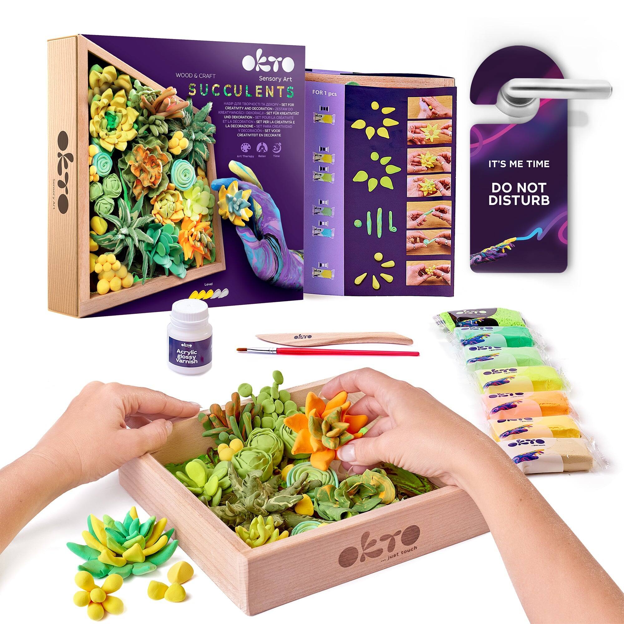 OKTO - Sensory Art 3D Woodcraft “Energy” – Succulent Craft Kit
