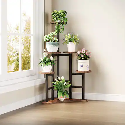 Front. Tribesigns - Office Storage Shelf, For Organizing and Displaying Items in Workspaces and Reception Areas - Brown.