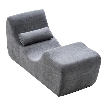 Front. VEVOR - Ergonomic Yoga Chaise Lounge Chair, Curved Foam Design for Yoga, Massage, Stretching, Relaxation, and Exercise - Gray.