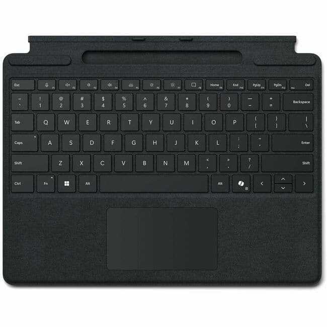 Keyboard/Cover Case Microsoft Surface Pro Tablet - Glass, Alcantara Body - 9" Height x 12.3" Width x 0 - Black