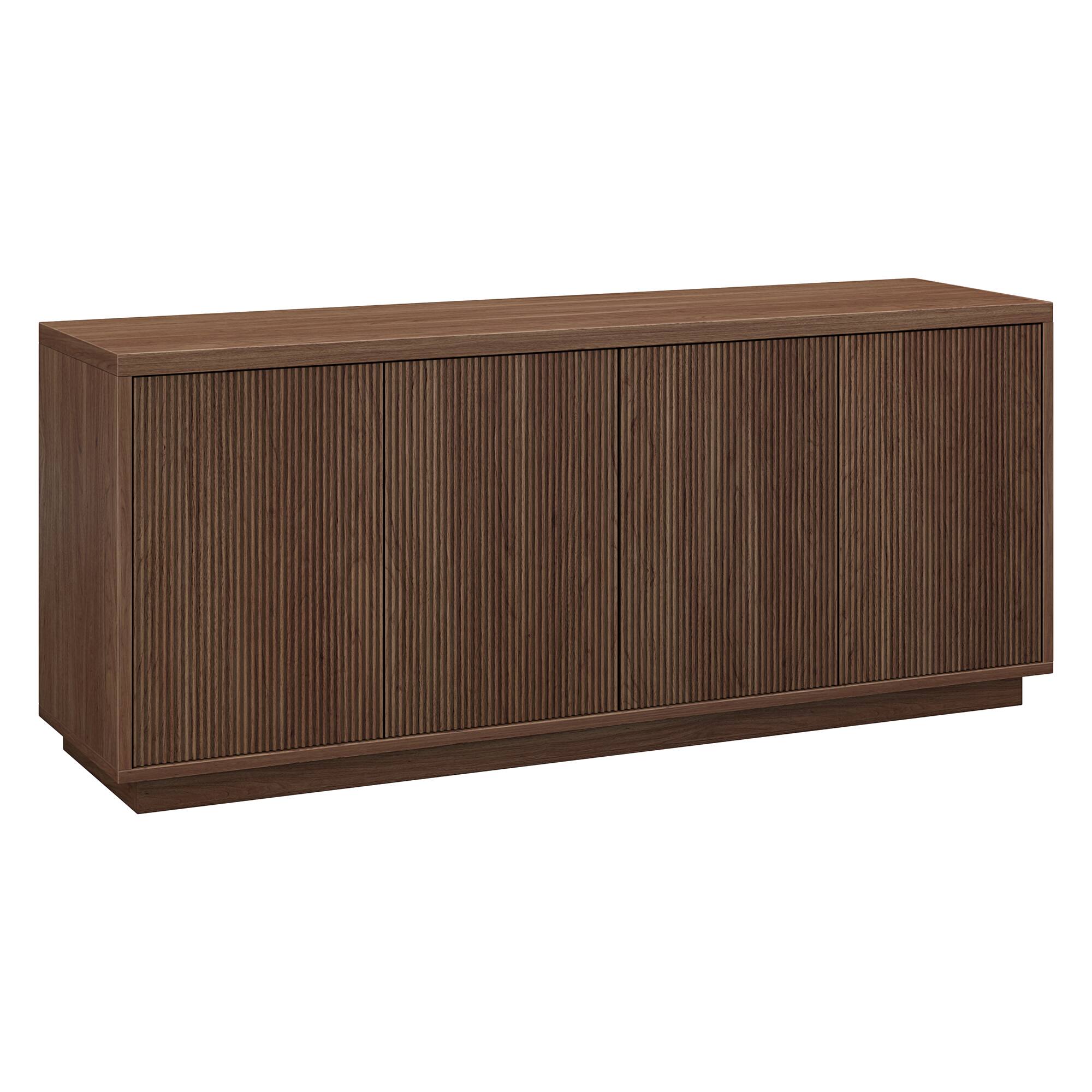 Back. Hudson&Canal - Hanson Rectangular Fluted TV Stand for TV's up to 65" in Satin Walnut - Brown.
