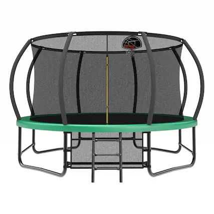 Front. Anysun - 14FT Outdoor Trampoline with Enclosure - Includes Ladder, Anti-Rust Coating, ASTM Approved for Backyard - Green.