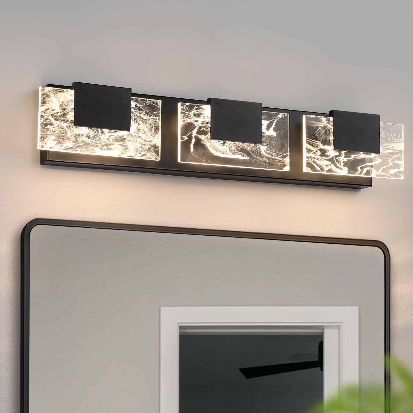 TECH SAFARI - Led Bathroom Vanity Light n Matte Modern Lighting Fixtures Contemporary Smoke Design Wall Lights Fixture - Black 3 Light