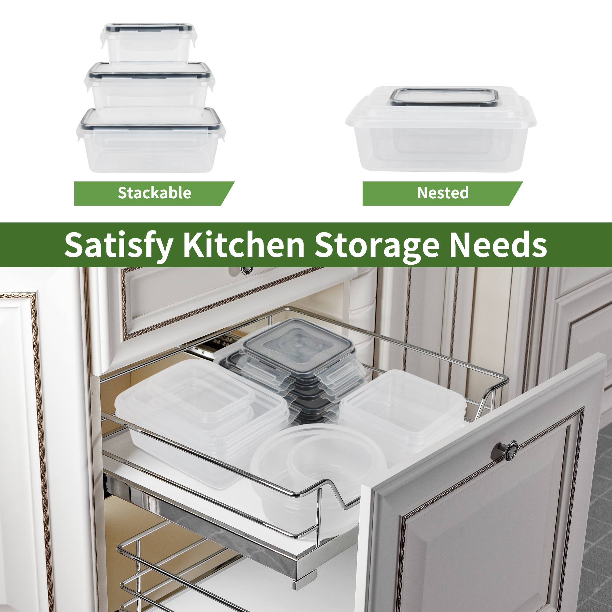 Stackable  
Nested  

Satisfy Kitchen Storage Needs