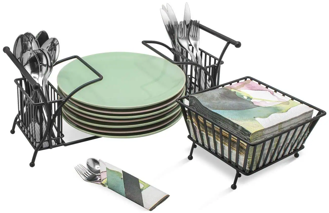 Angle. Sorbus - Sorbus 4 Section all-in-one Buffet Utensil Caddy - Ideal for Dining Table, Party, Buffet, Kitchen, Entertaining - Black.