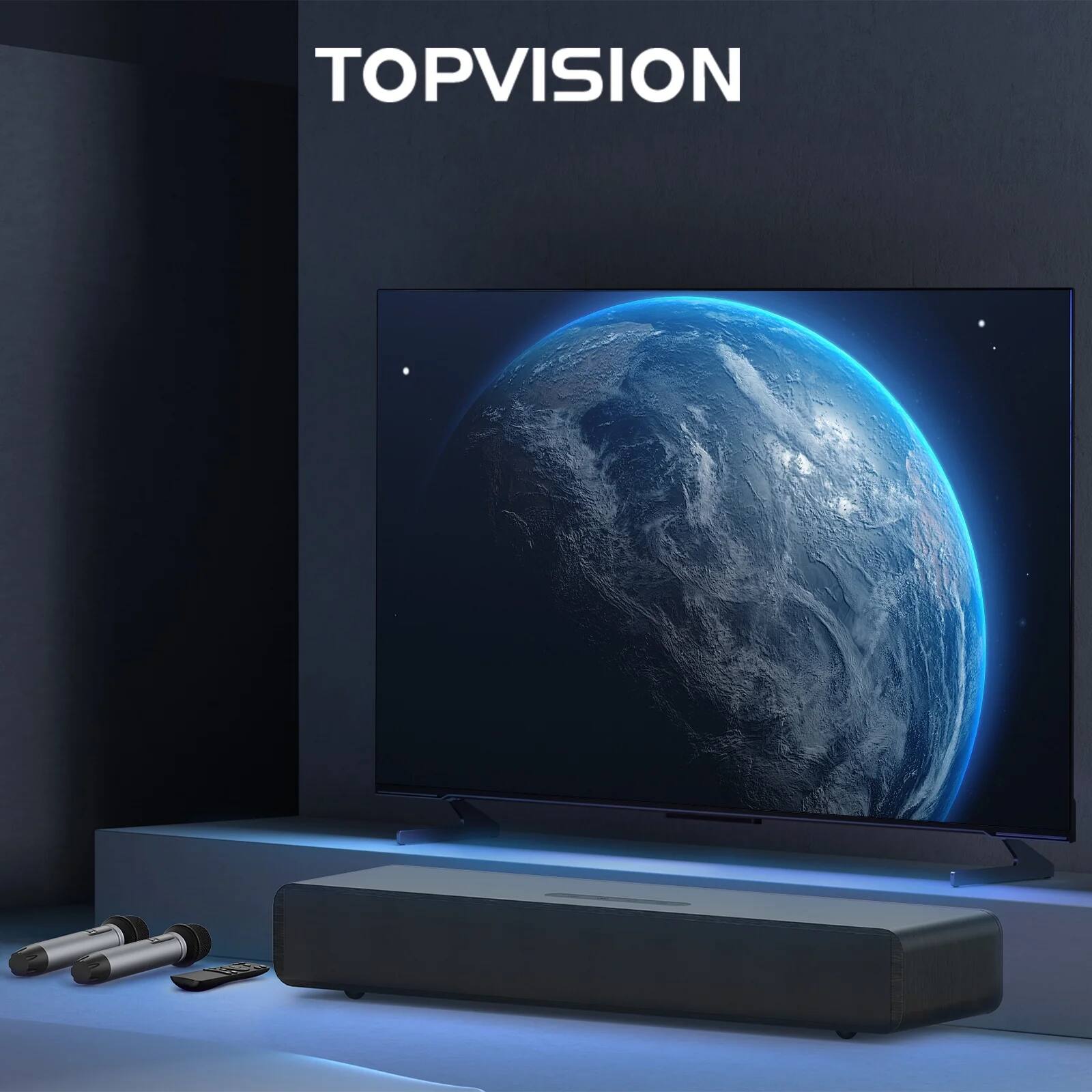 Alt View 1. TOPVISION - 4.1ch Sound Bar for TV, 150W Soundbar with Subwoofer with 2 Mic, Karaoke Machine with 4 Drivers, Bluetooth/USB/Optical/A.