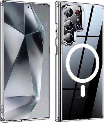 Front. Entronix - Entronix Magnetic Case for Samsung Galaxy S24 Ultra - Slim Clear Hard Back Design - Clear.