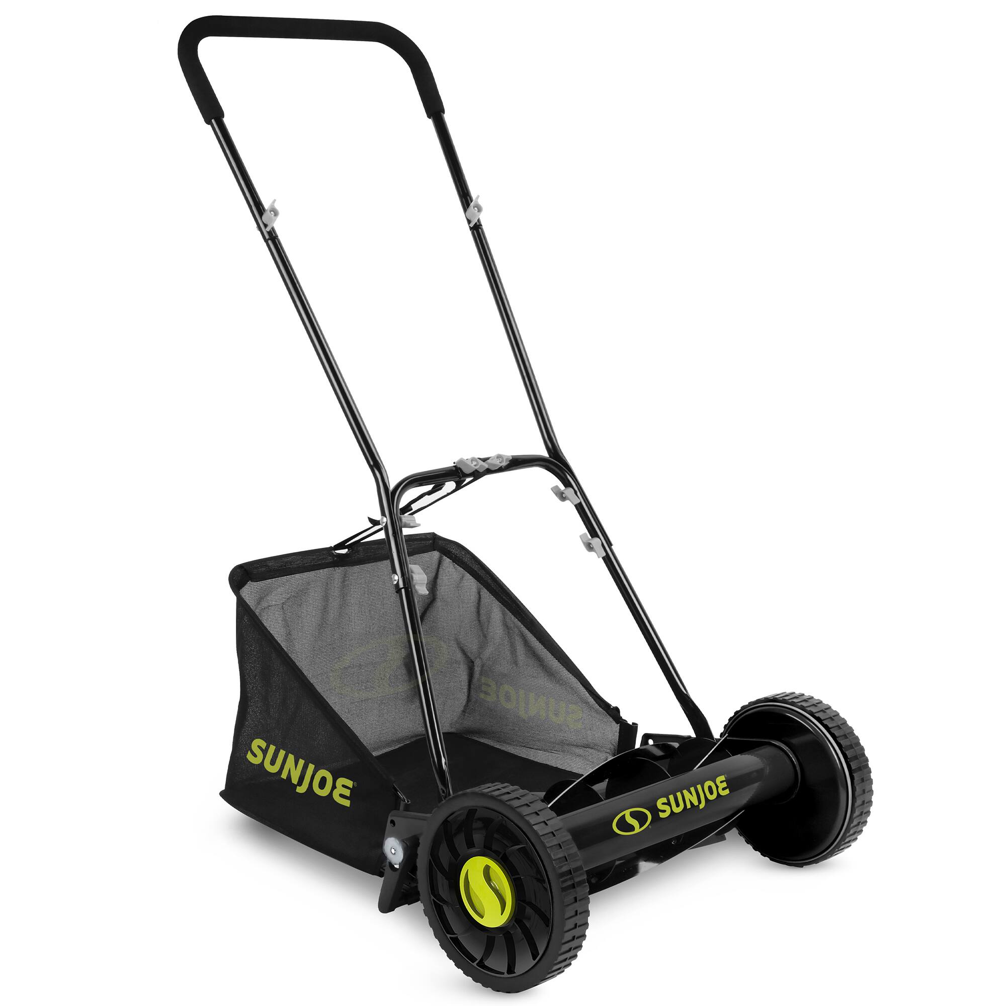 Sun Joe - 16" Reel Mower with Grass Catcher and Adjustable Cutting Height, MJ500M - Green